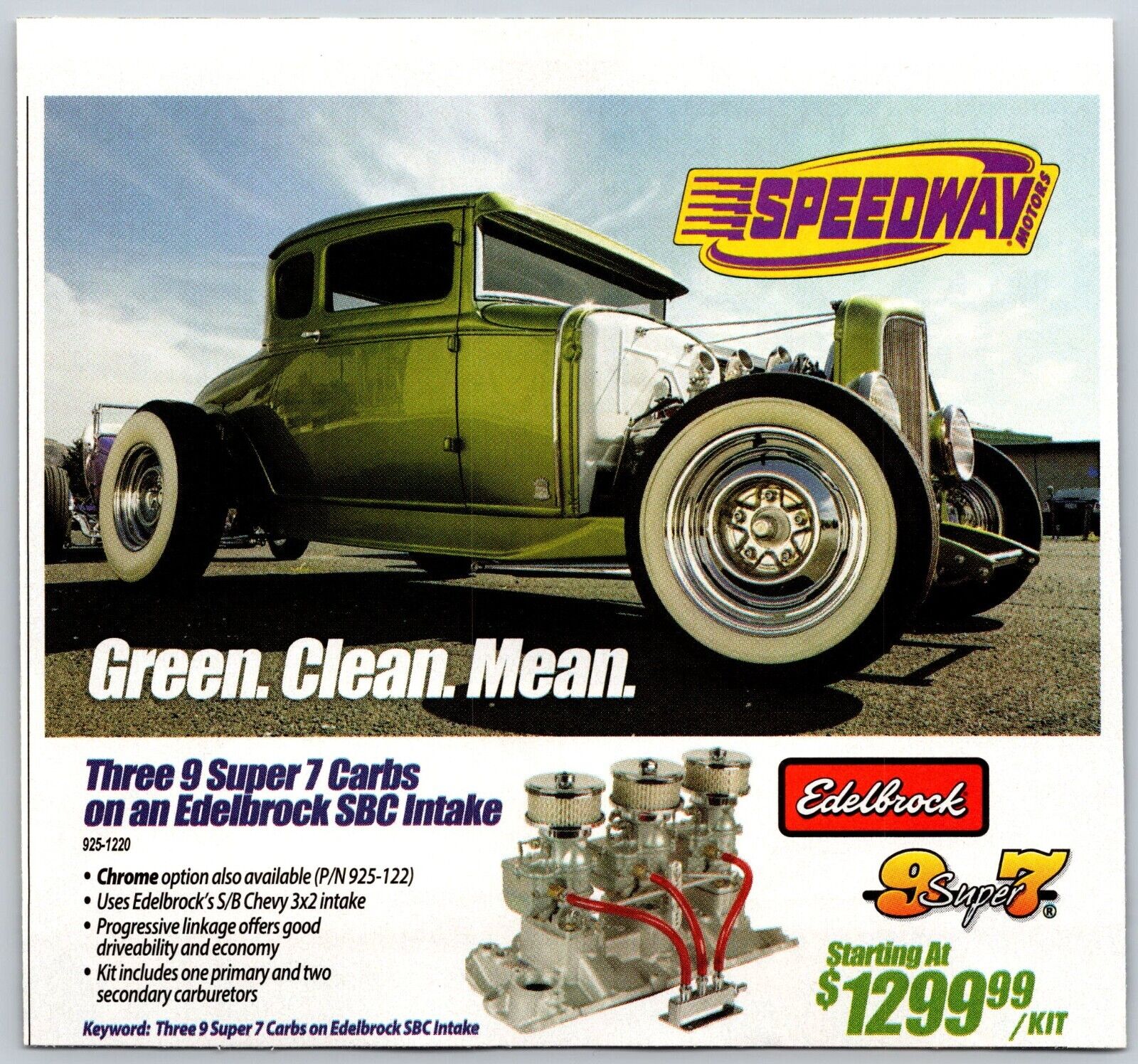 2016 Chevy Edelbrock SB Automobile Car Green Clean Mean Print Ad