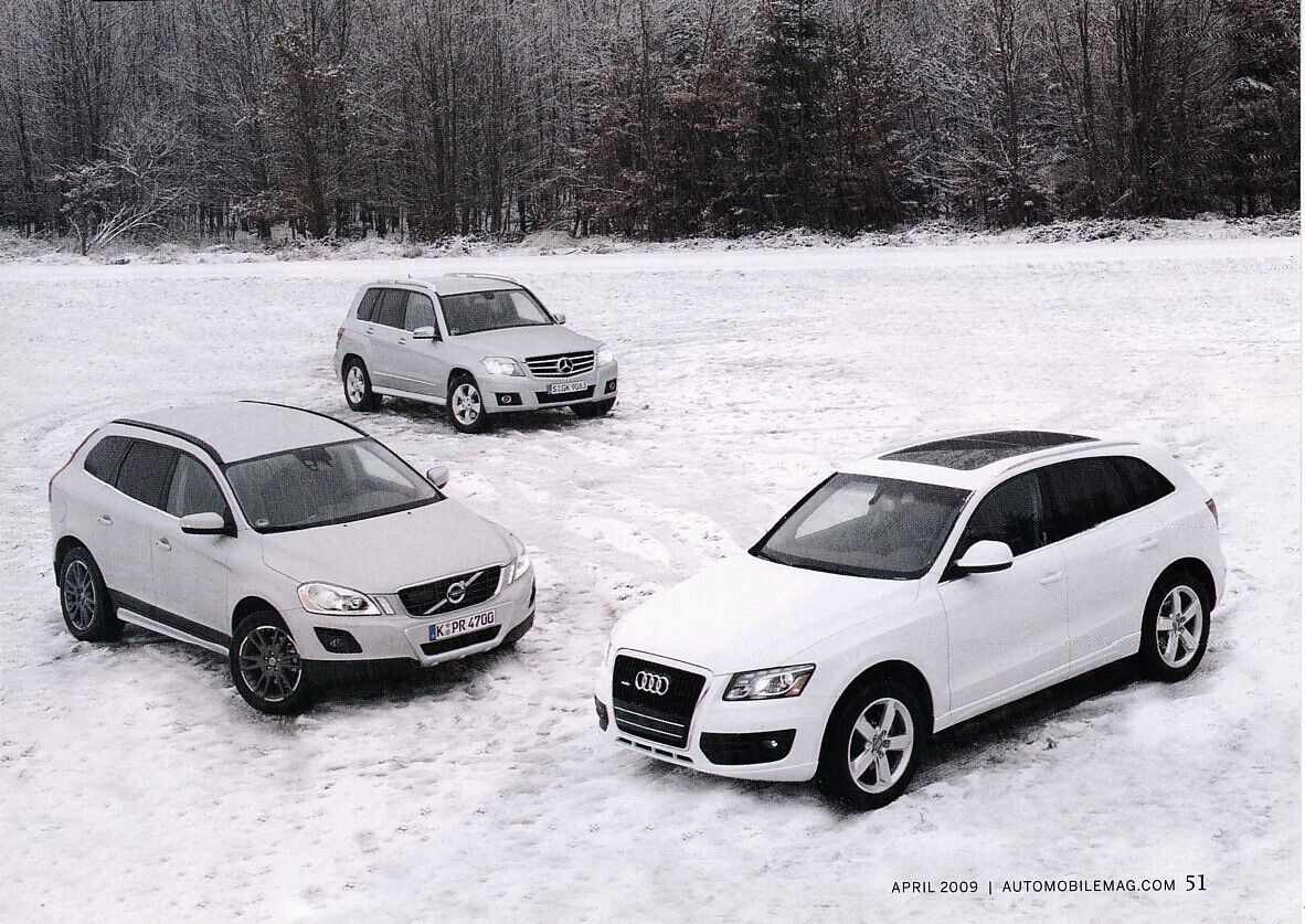 2009 Audi Q5 vs M-B GLK vs Volvo XC60 Comparison ROAD TEST by USA Car Magazine