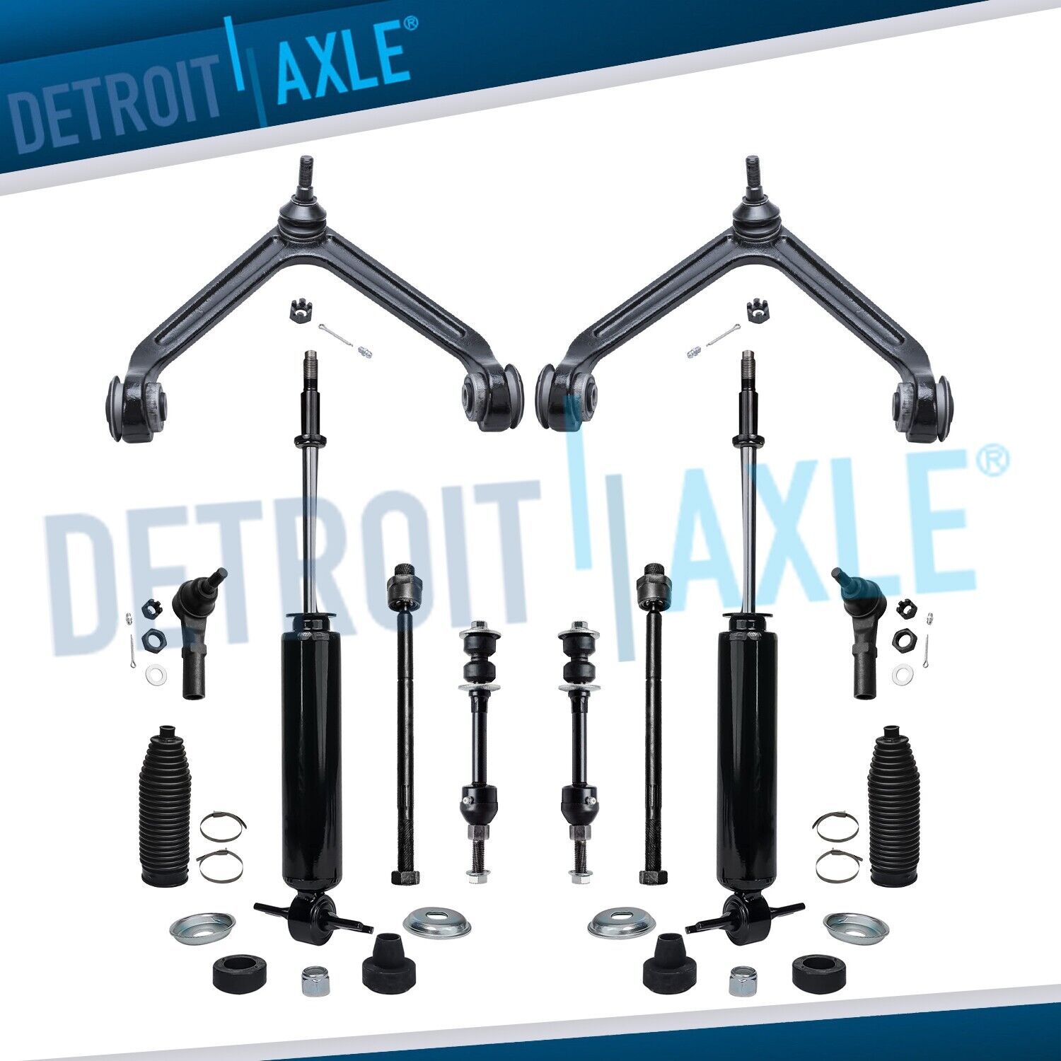 2WD Front Shocks Control Arm Tie Rod Sway Bar Links for 2002-2005 Dodge Ram 1500