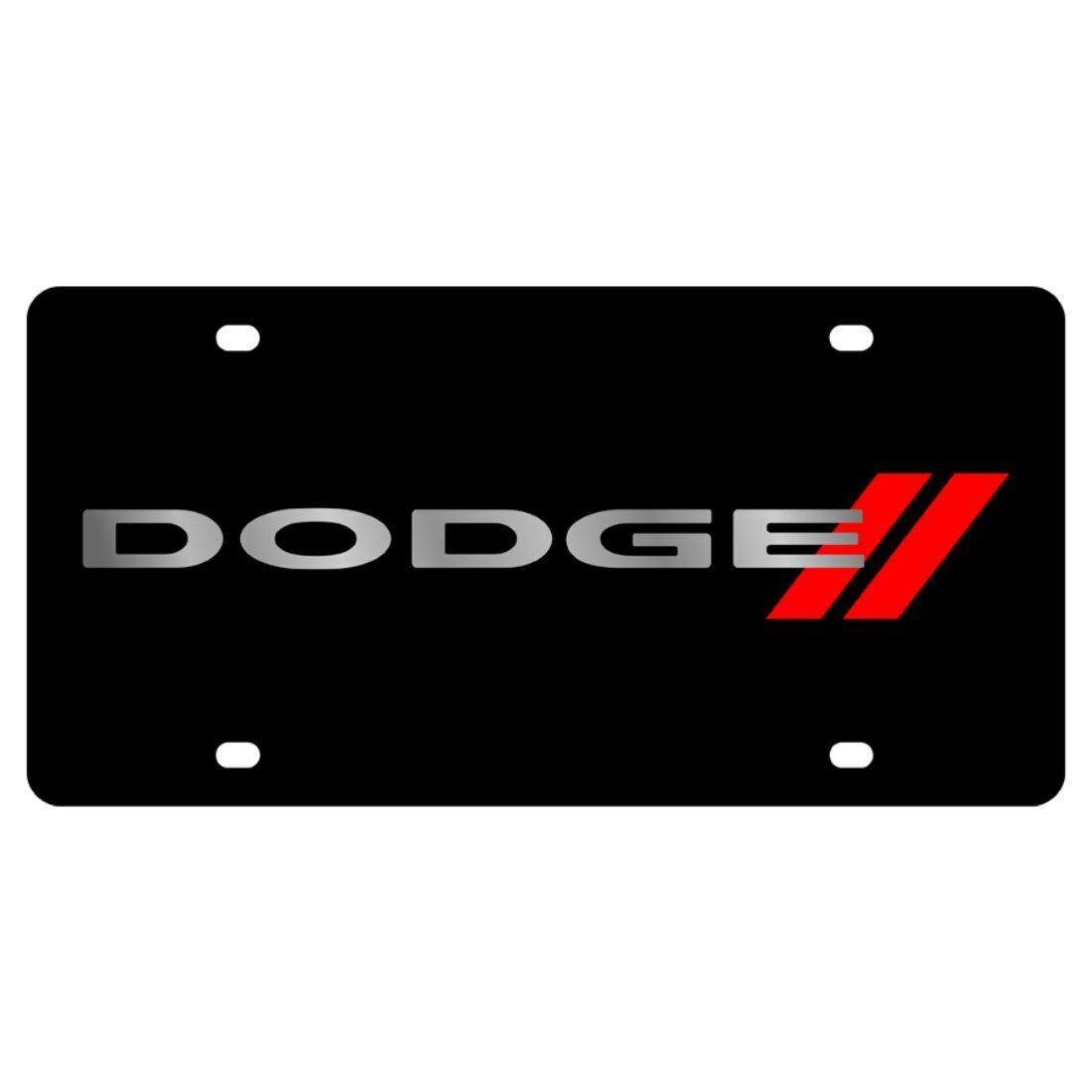 Laser Dodge Red Stripes License Plate Frame 3D Novelty Tag - Official Licensed