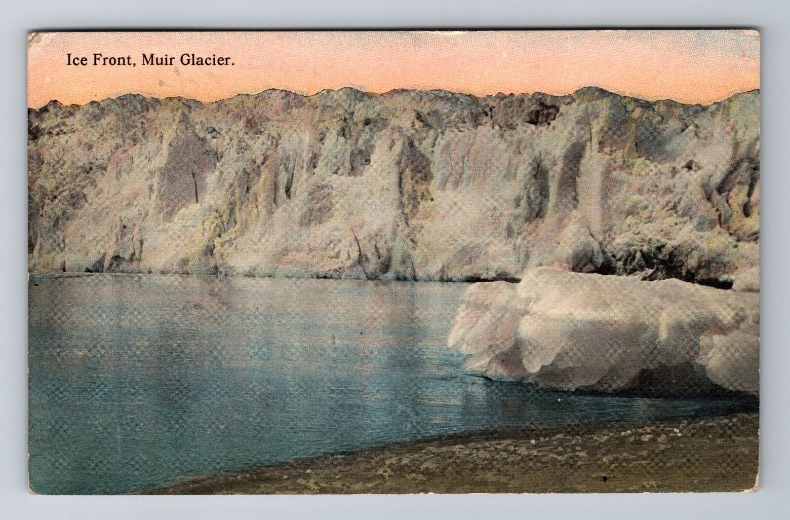 Muir Glacier, AK-Alaska, Ice Front, Scenic View Antique, Vintage Postcard