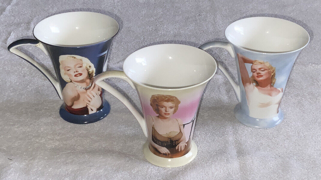 Three 2001 Centric Marilyn Monroe CMG Worldwide Coffee, Tea Cup Mugs