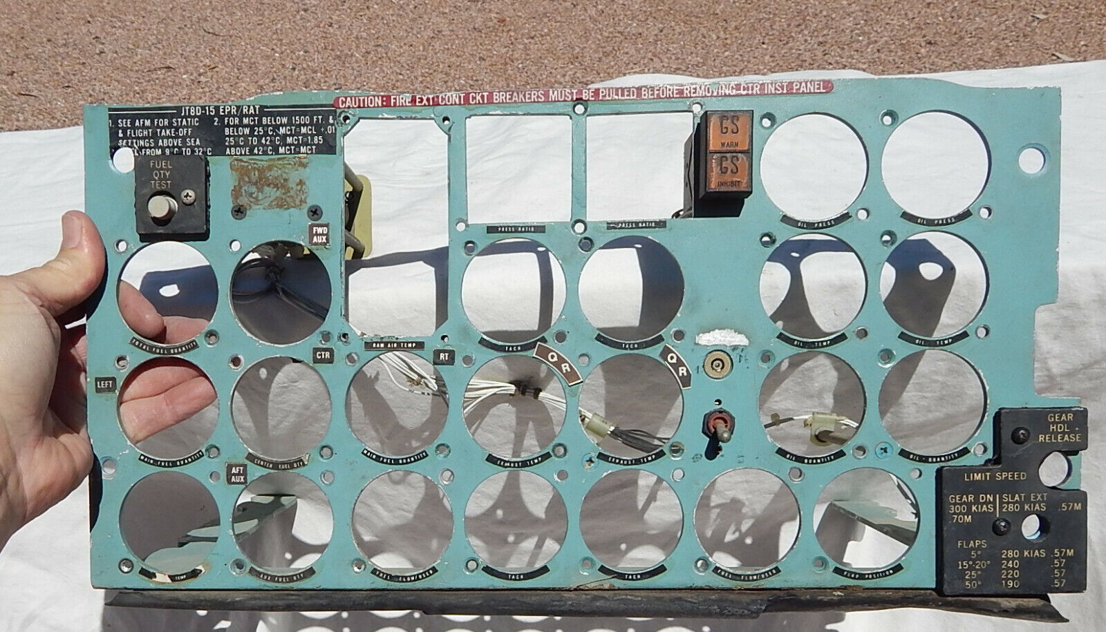 DC-9  Airliner Aircraft Pilot\'s Center Engine & Fuel Gauge Instrument Panel 