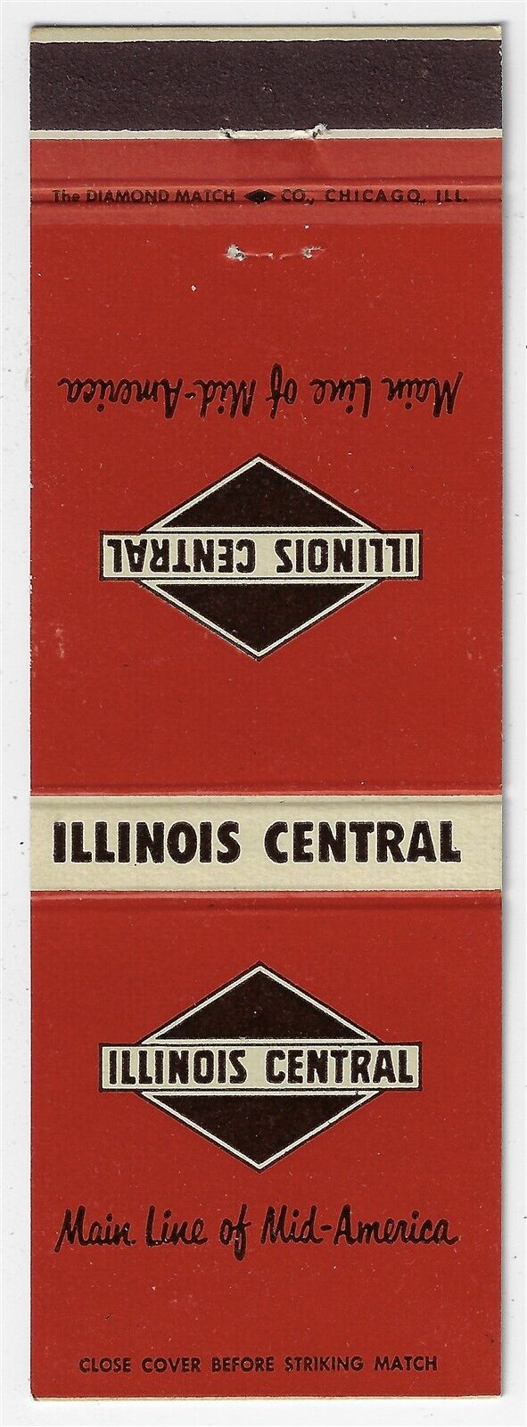 Illinois Central RR Map Inside Date 1952-60 Empty Matchcover Morning America