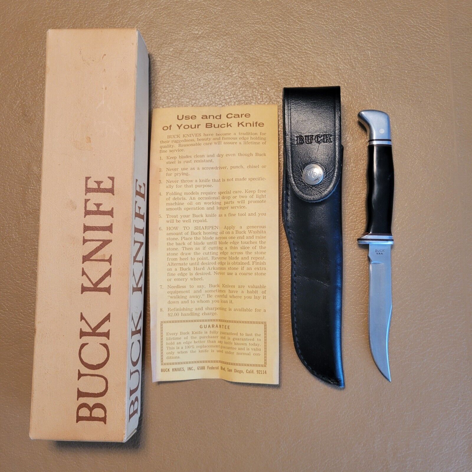 Buck 102 Knife NOS 1967-1972 W/ Org. Sheath, Box & Paperwork 