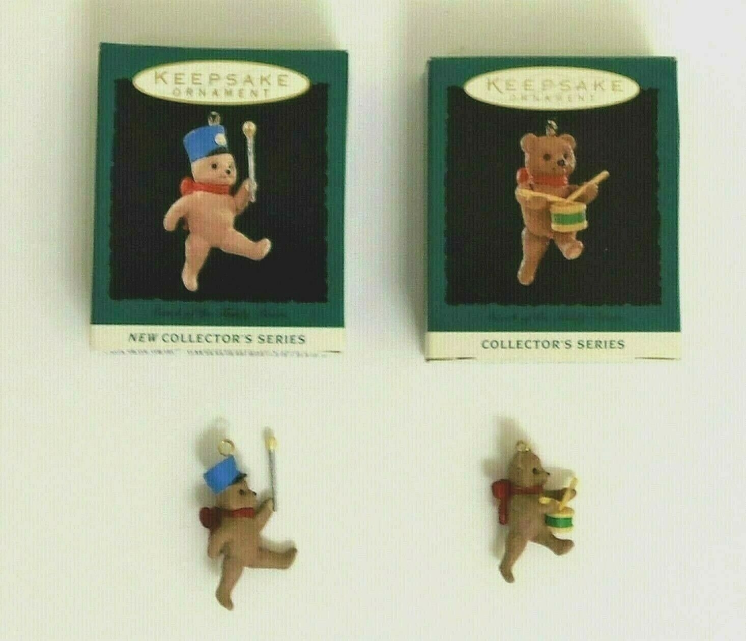 Hallmark Ornaments Miniature 1993-1994 Set Of 2 March of the Teddy Bears