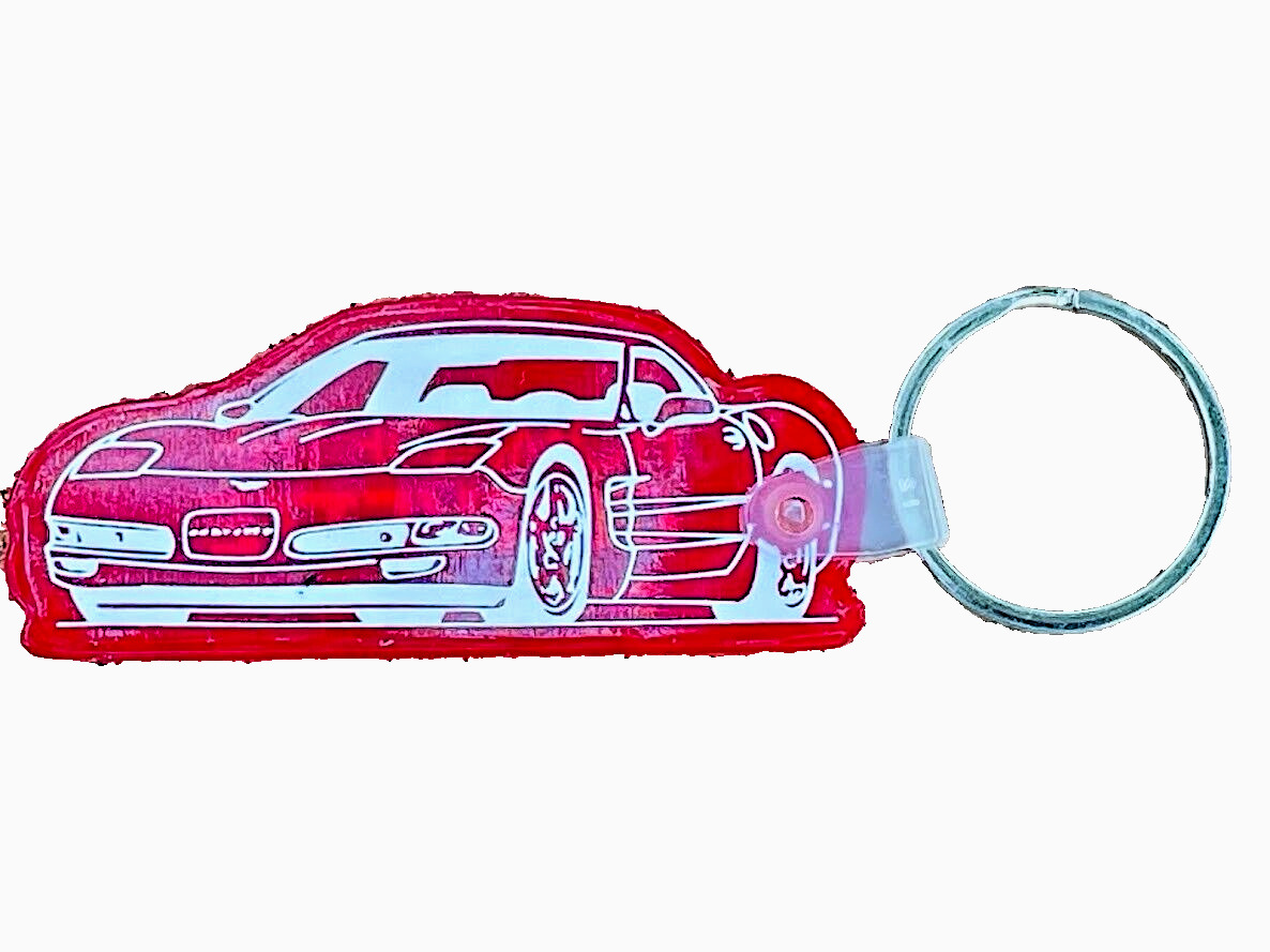 Chevrolet Corvette Keychain NEW NOS Red Rubber Bowling Green Kentucky Key Ring