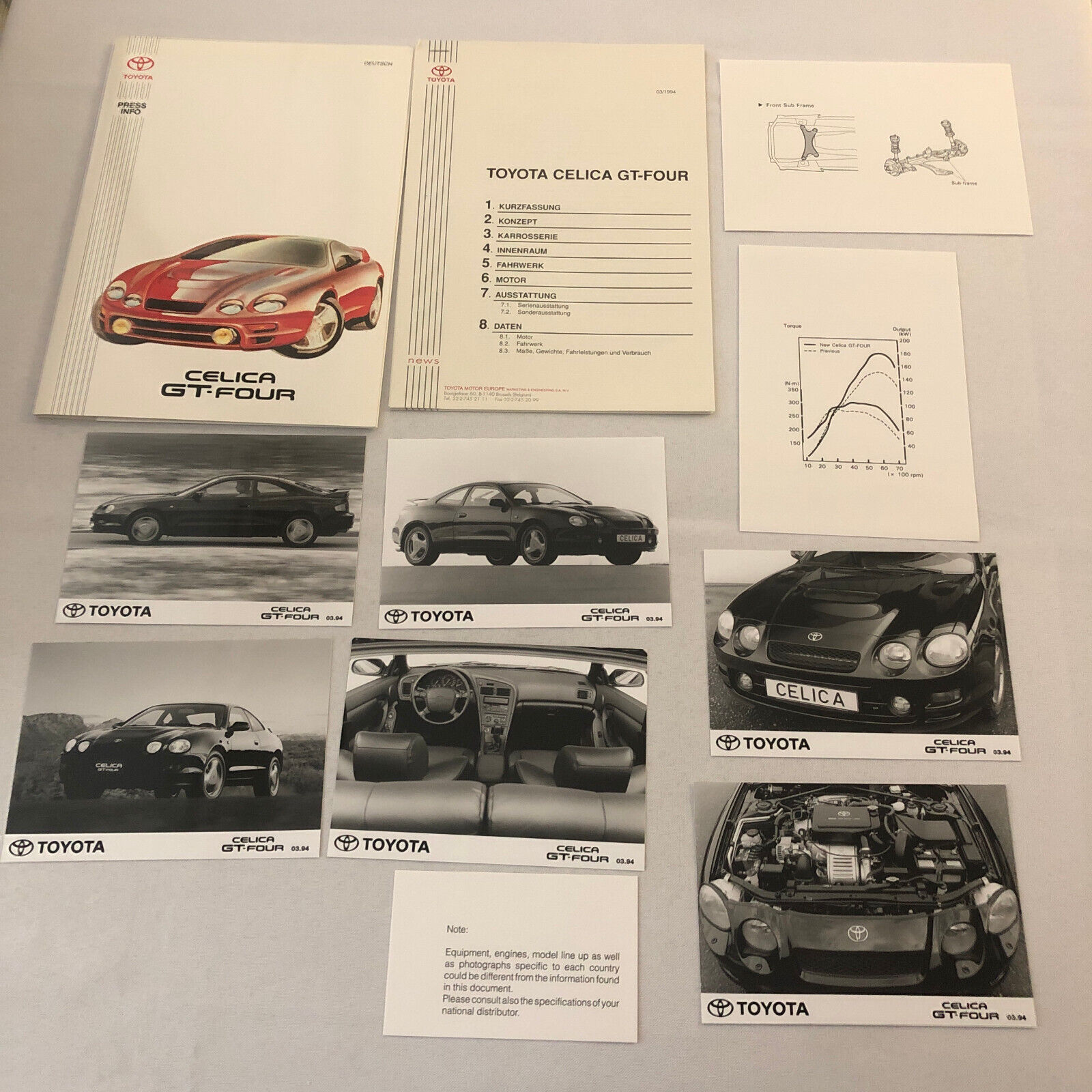 1994 Toyota Celica GT-Four Car Press Kit with Photos GERMAN TEXT European