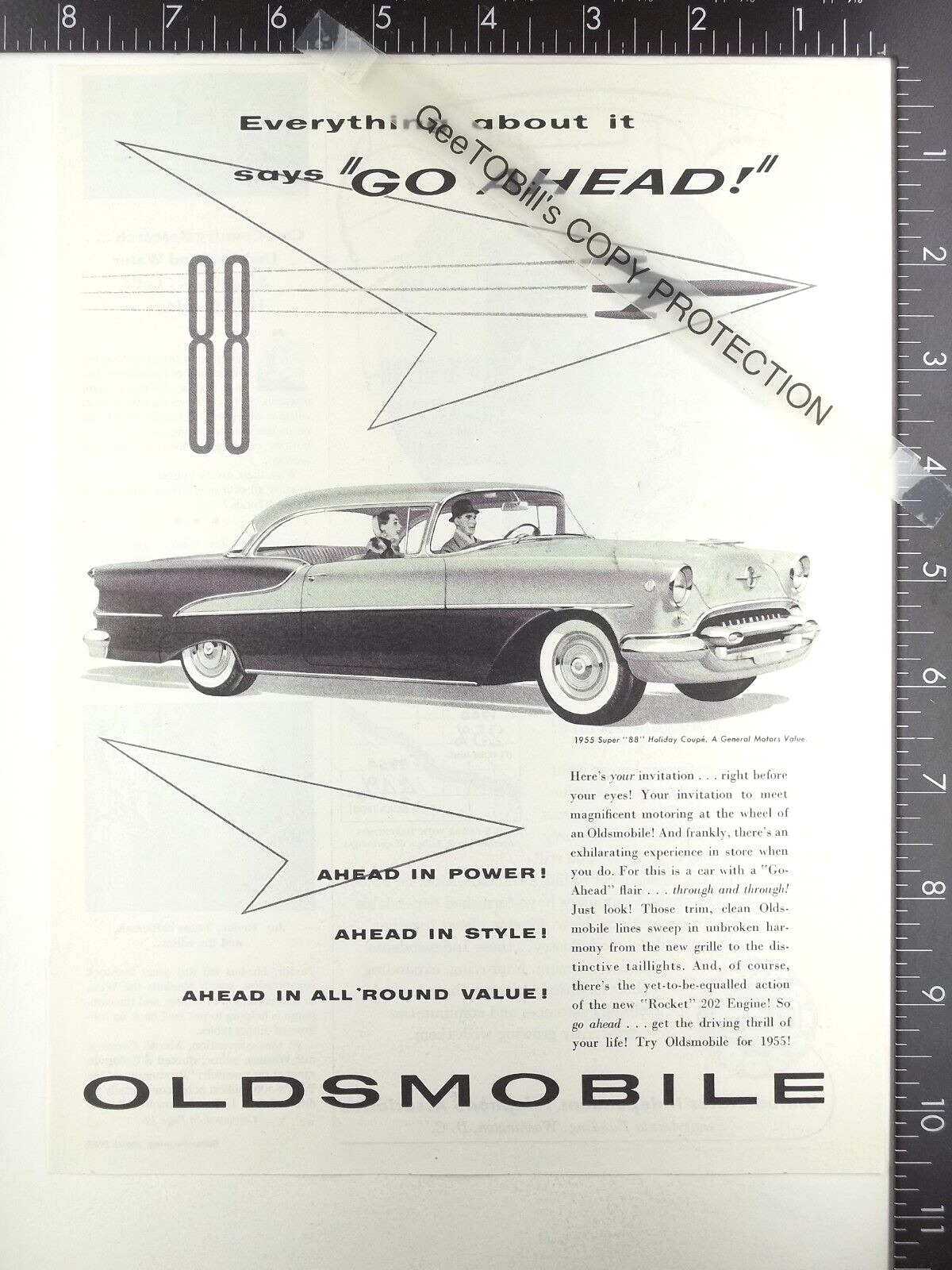 1955 ADVERTISING for Oldsmobile 88 Super Holiday Coupe right side front view