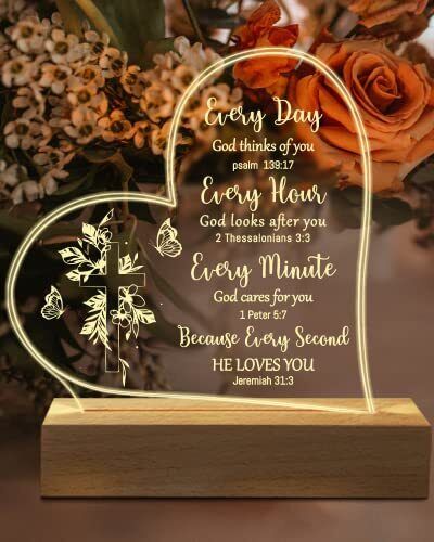 Christian Gifts for Women Acrylic Engraved Night Light 15 * 19CM Mothers Day ...