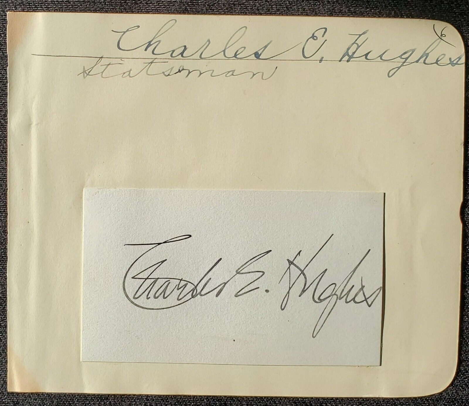 1920s/30s US Chief Justice + Secretary of State Charles E. Hughes Autograph Card