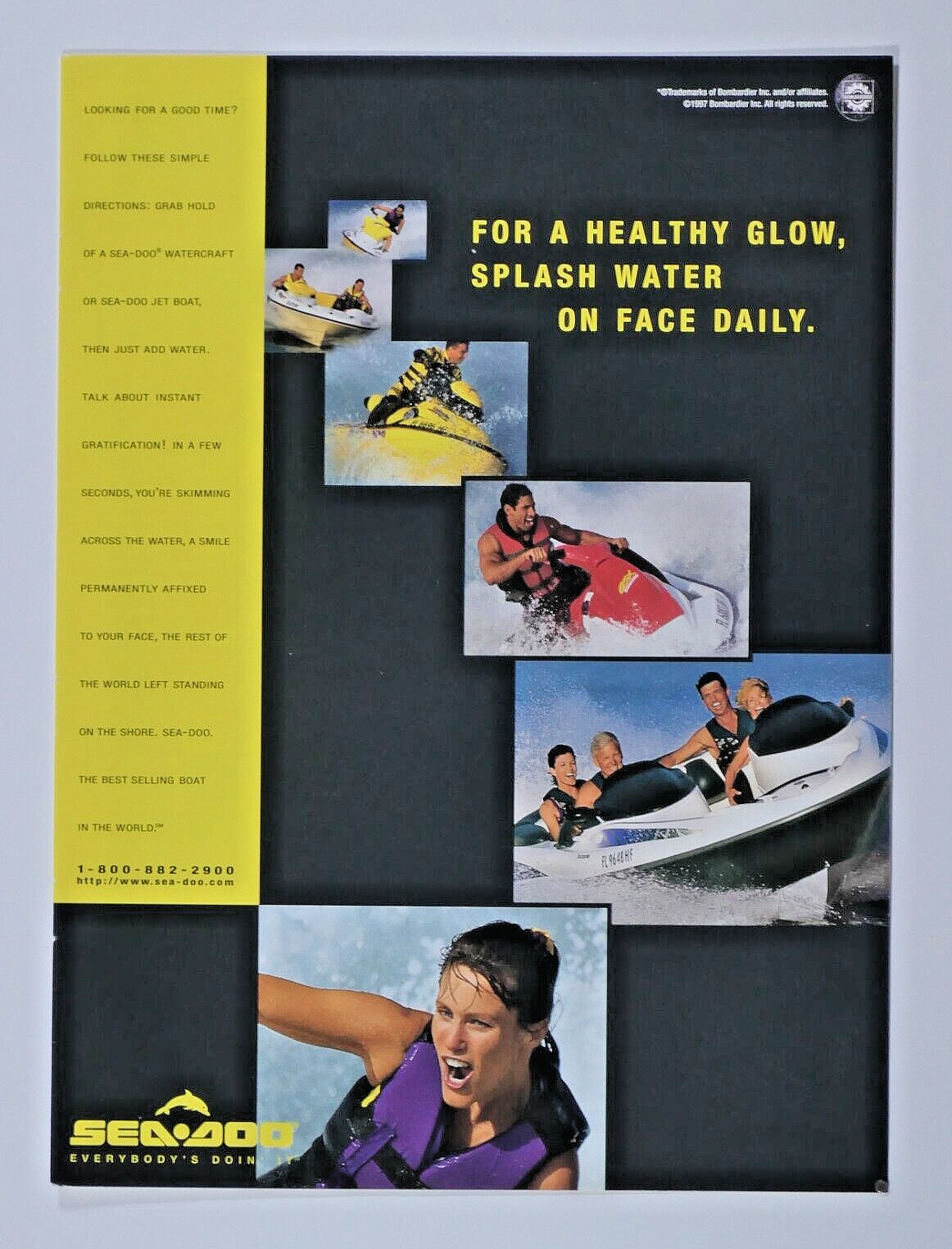 1997 Sea Doo Vintage For A Healthy Glow Splash Water On Face Original Print Ad