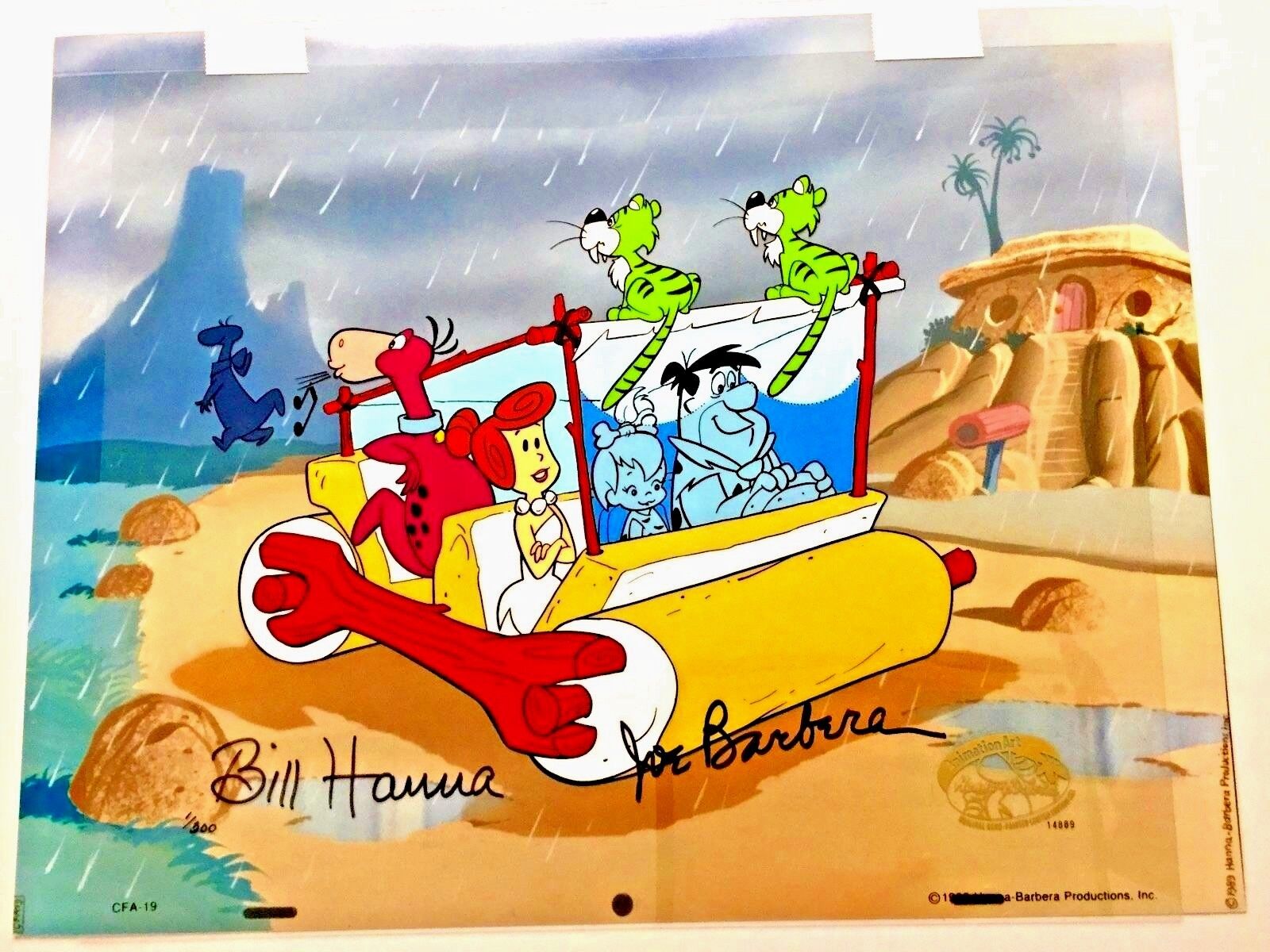 Flintstones Cel Hanna Barbera Signed Windshield Wiper Rare Number 1 Edition Cell