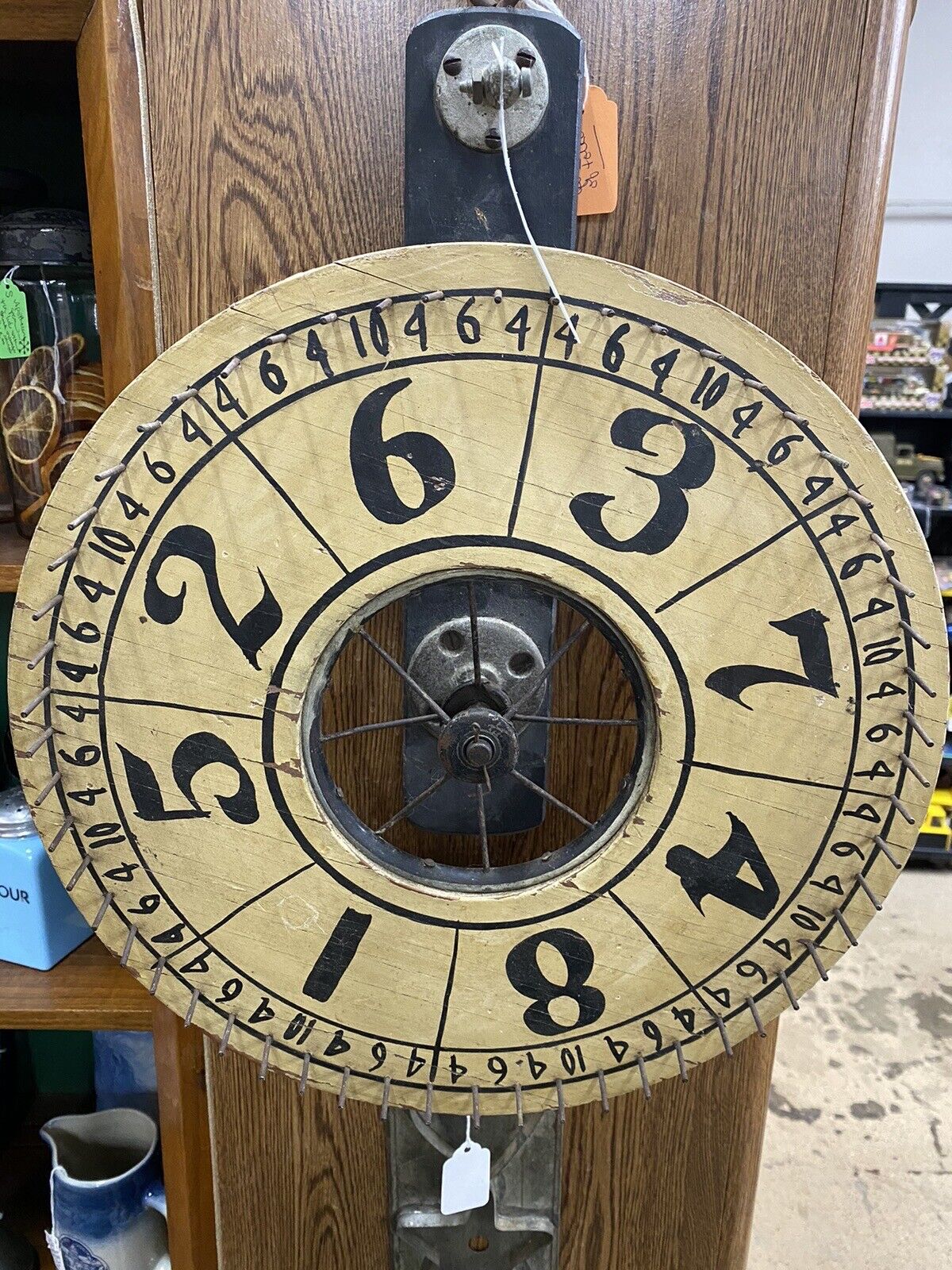 Vintage Carnival Wheel Game Of Chance - Hand Painted & Set On A Wooden Bike Rim