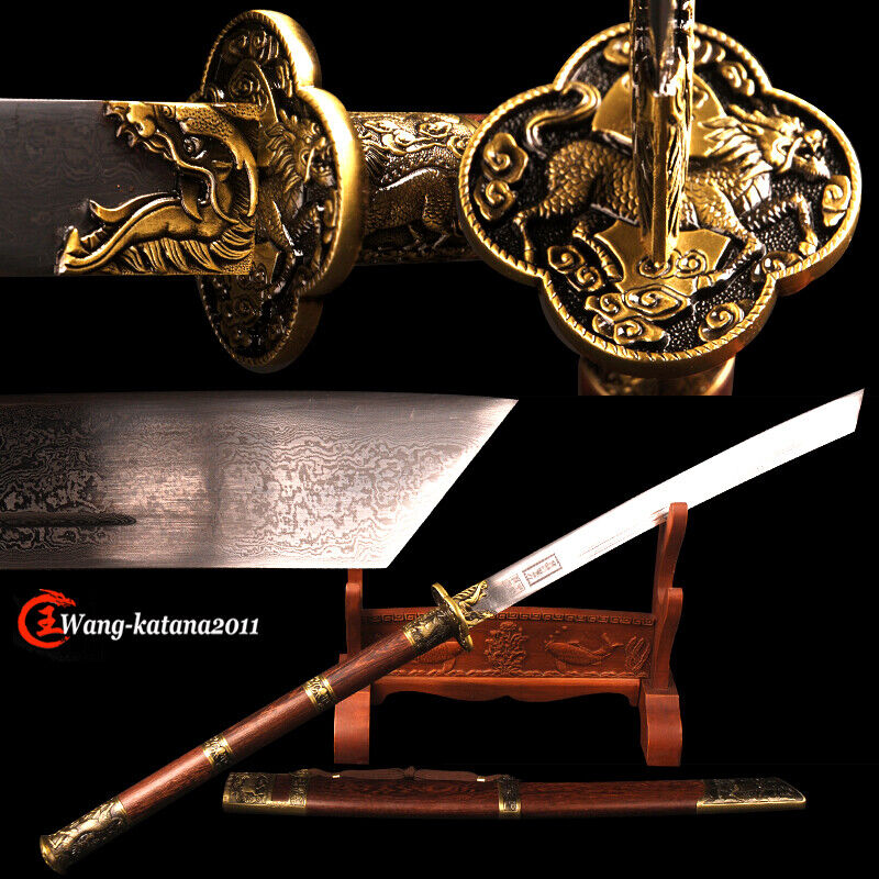 105CM Folded Steel Kangxi Emperor Broadsword Dao Handmade Chinese Sword Rosewood