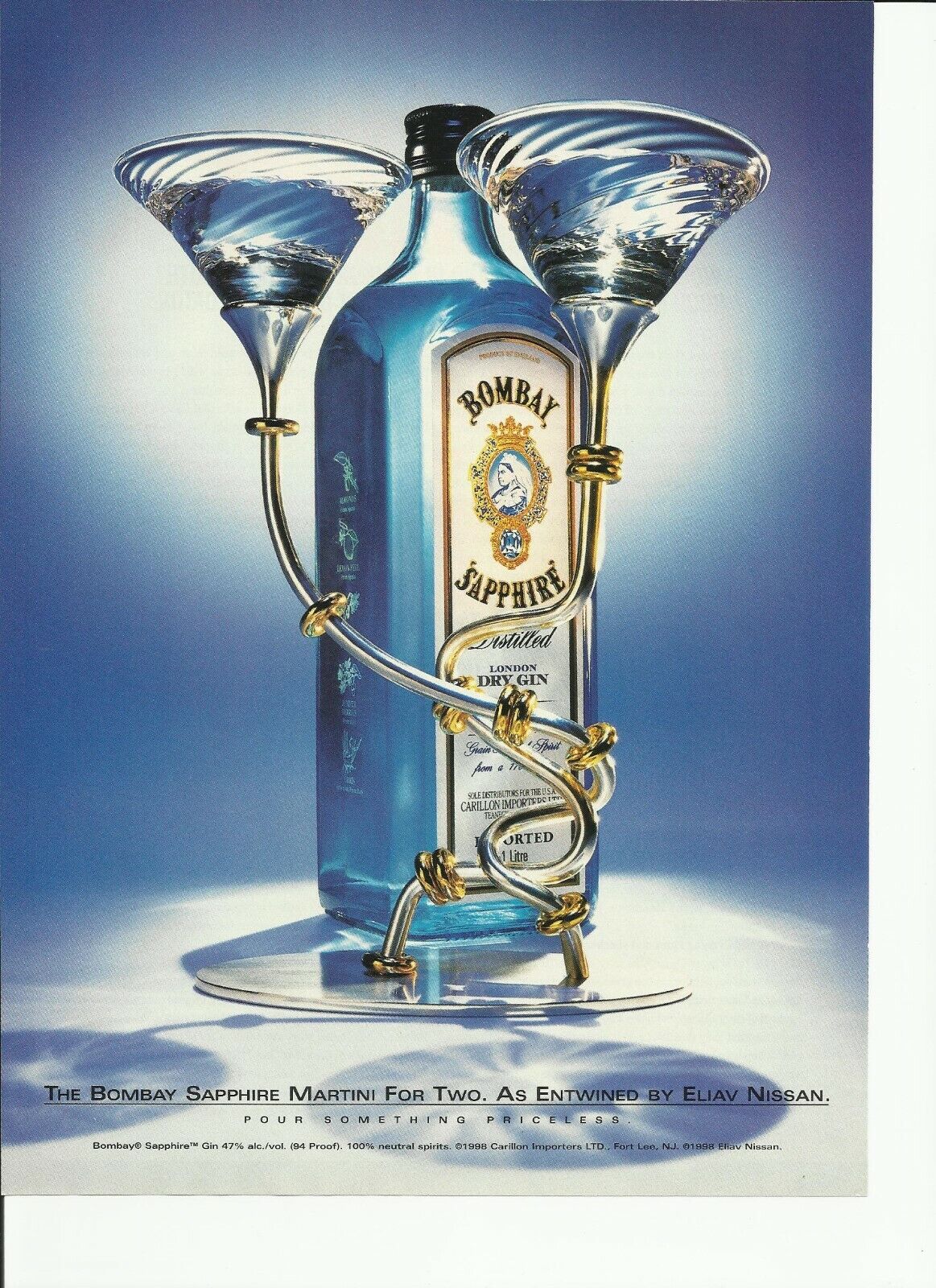 The Bombay Sapphire Martini for Two./ Eliay Nissan- \'98/\'98 print magazine ad