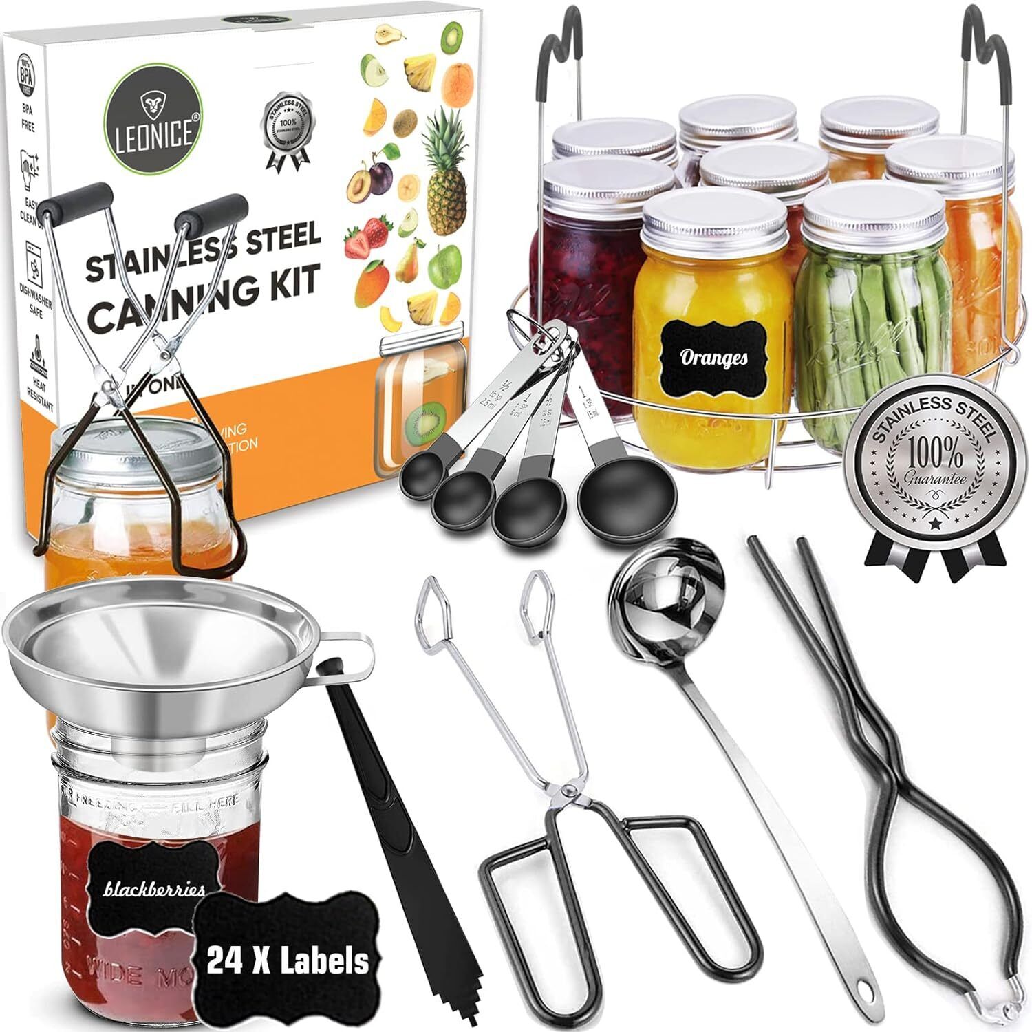 Canning Supplies Starter Kit Stainless Steel Canning Set Tools Rack Ladle Measu 