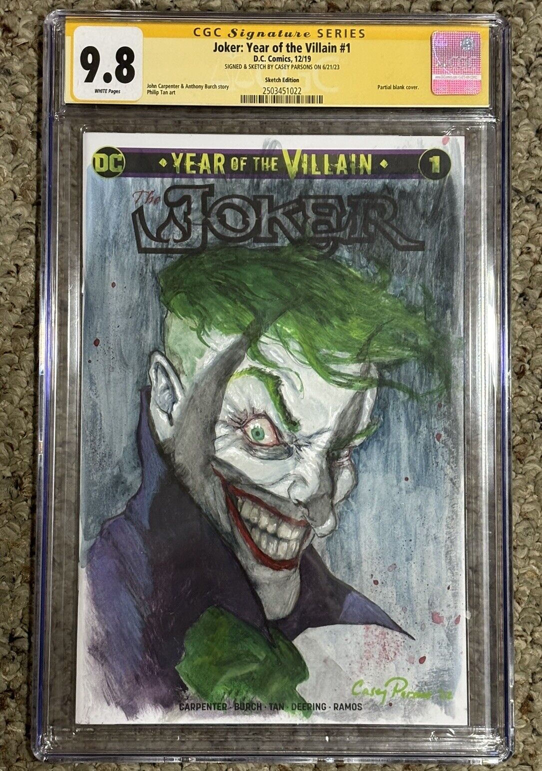 Joker 80th Anniversary #1 9.8 CGC Signed/Sketch by Casey Parsons