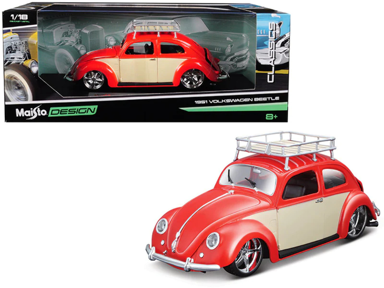 1951 Volkswagen Beetle with Roof Rack Orange Red \\Classic Muscle\\\