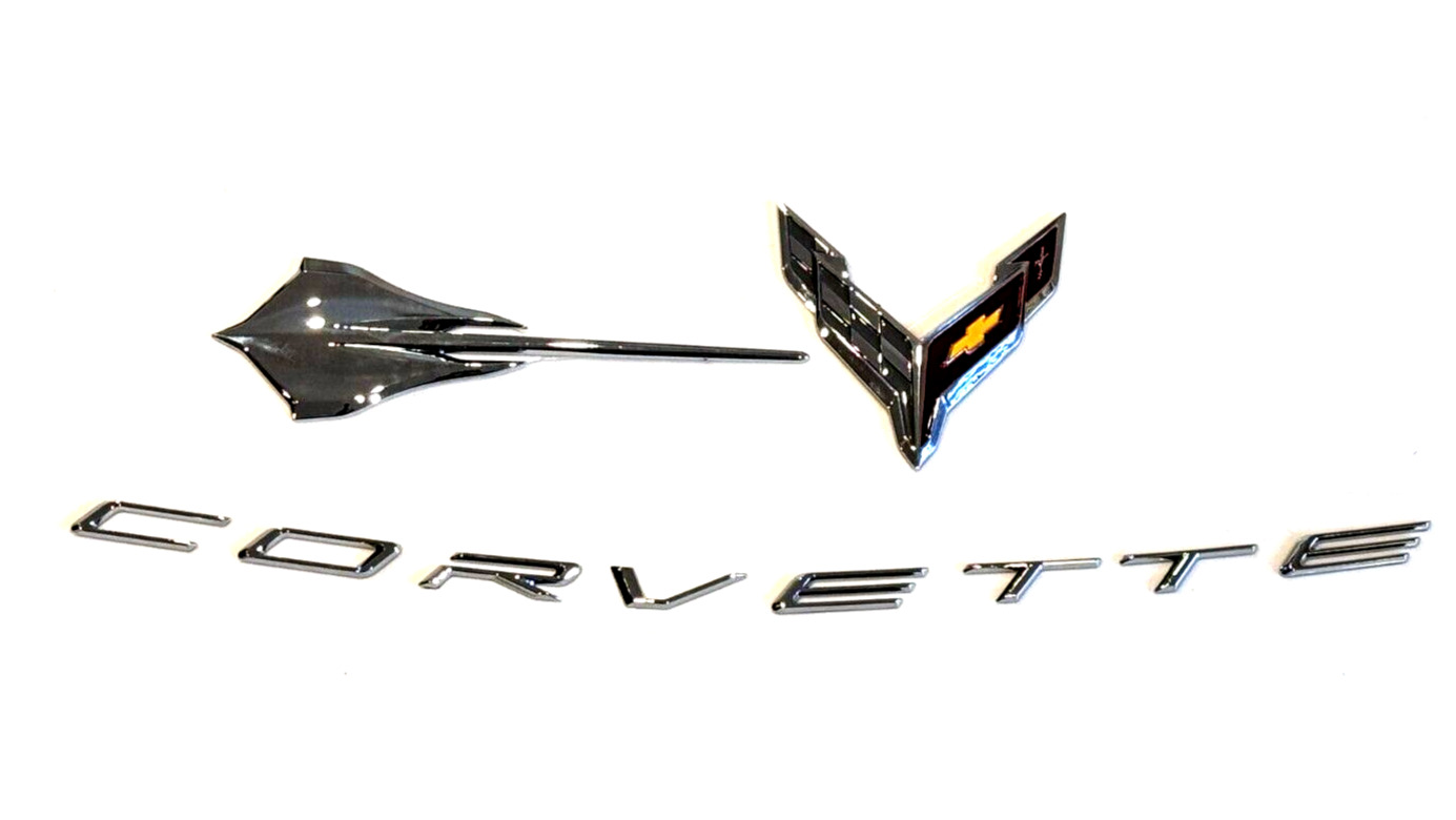 3PCS Front Rear Corvette Emblem Chrome Flash 2020-2024 Chevrolet C8 Corvette