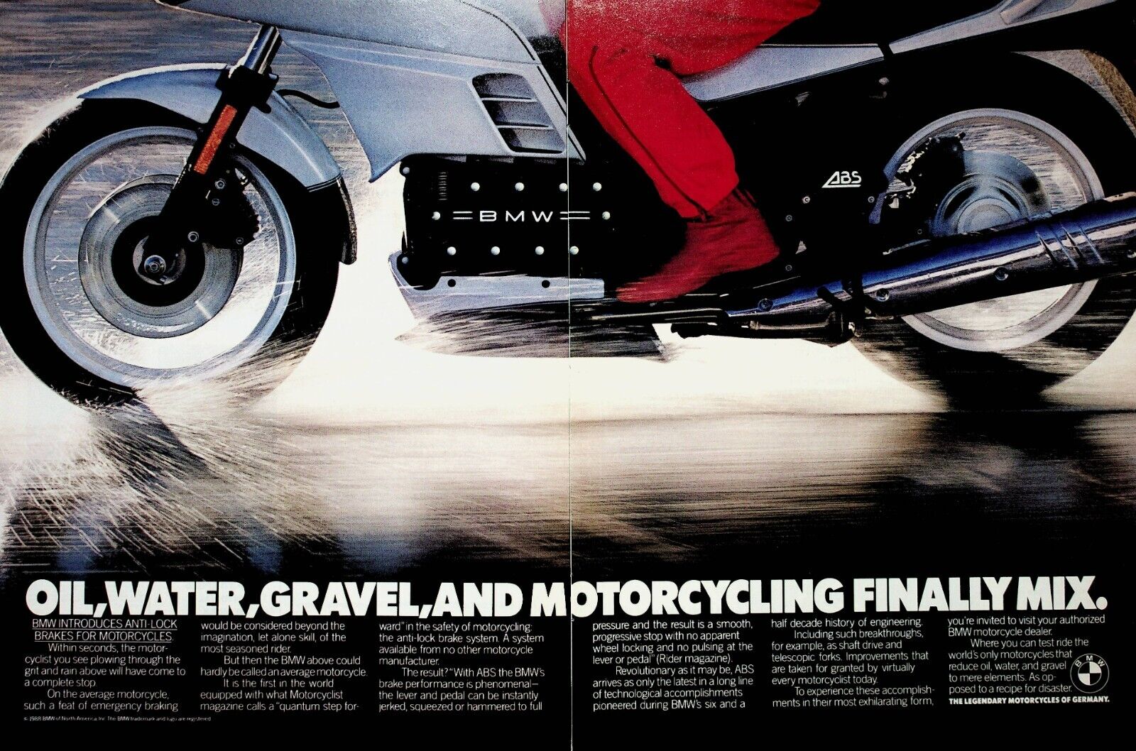 1989 BMW Anti-Lock Brakes for Motorcycles - 2-Page Vintage Motorcycle Ad