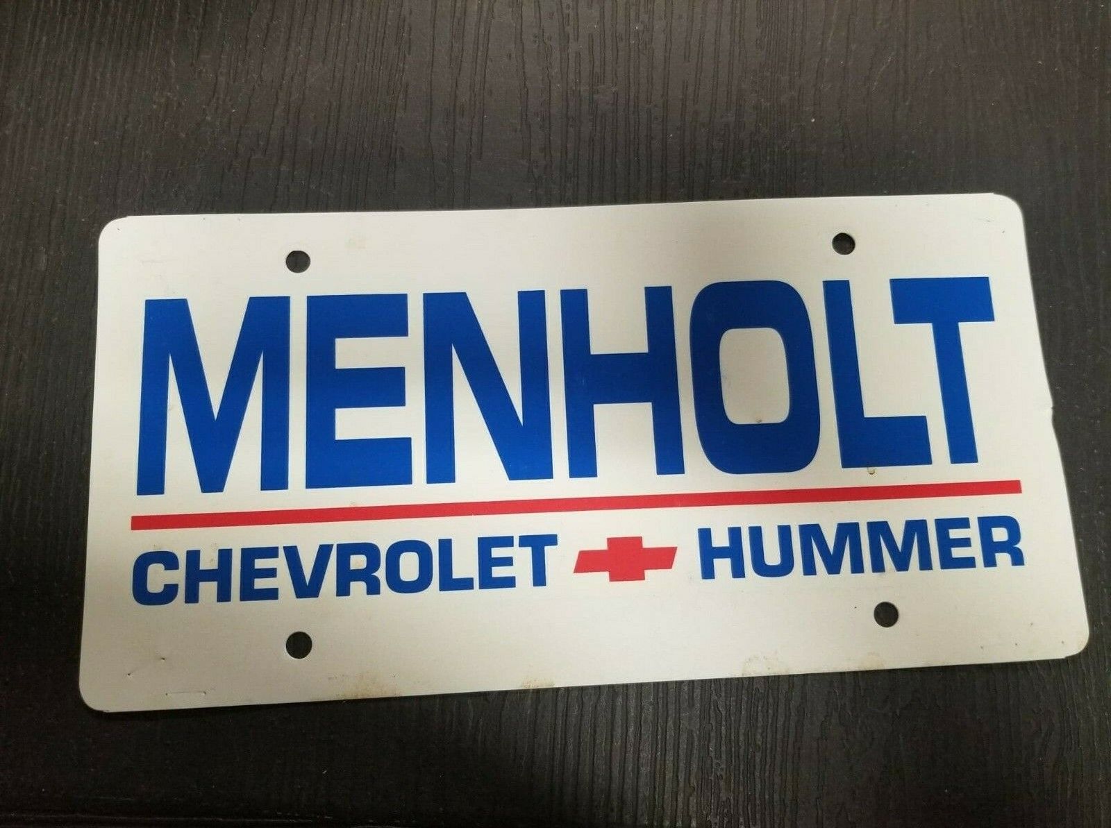 Menholt Chevrolet Hummer Plastic Dealer License Plate