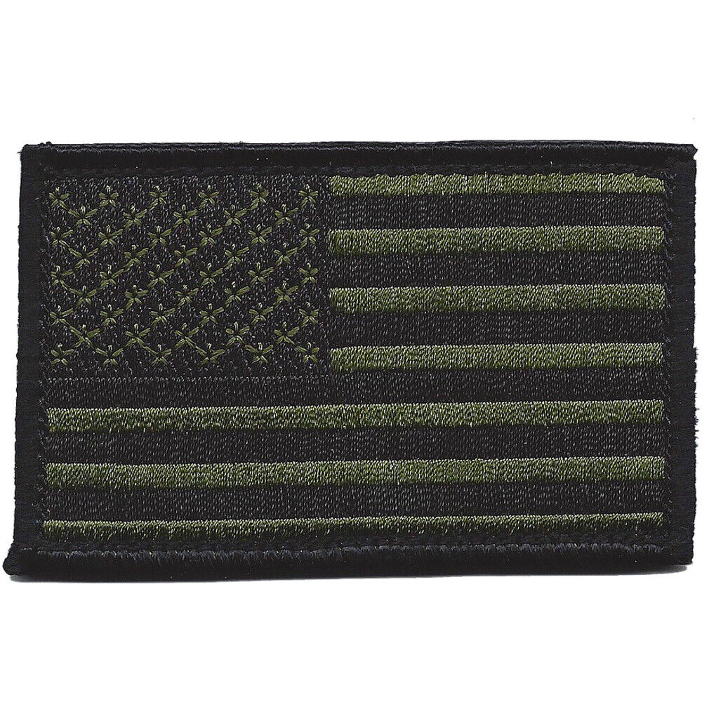 U.S. Flag Black and OD Right Sleeve Patch Hook And Loop