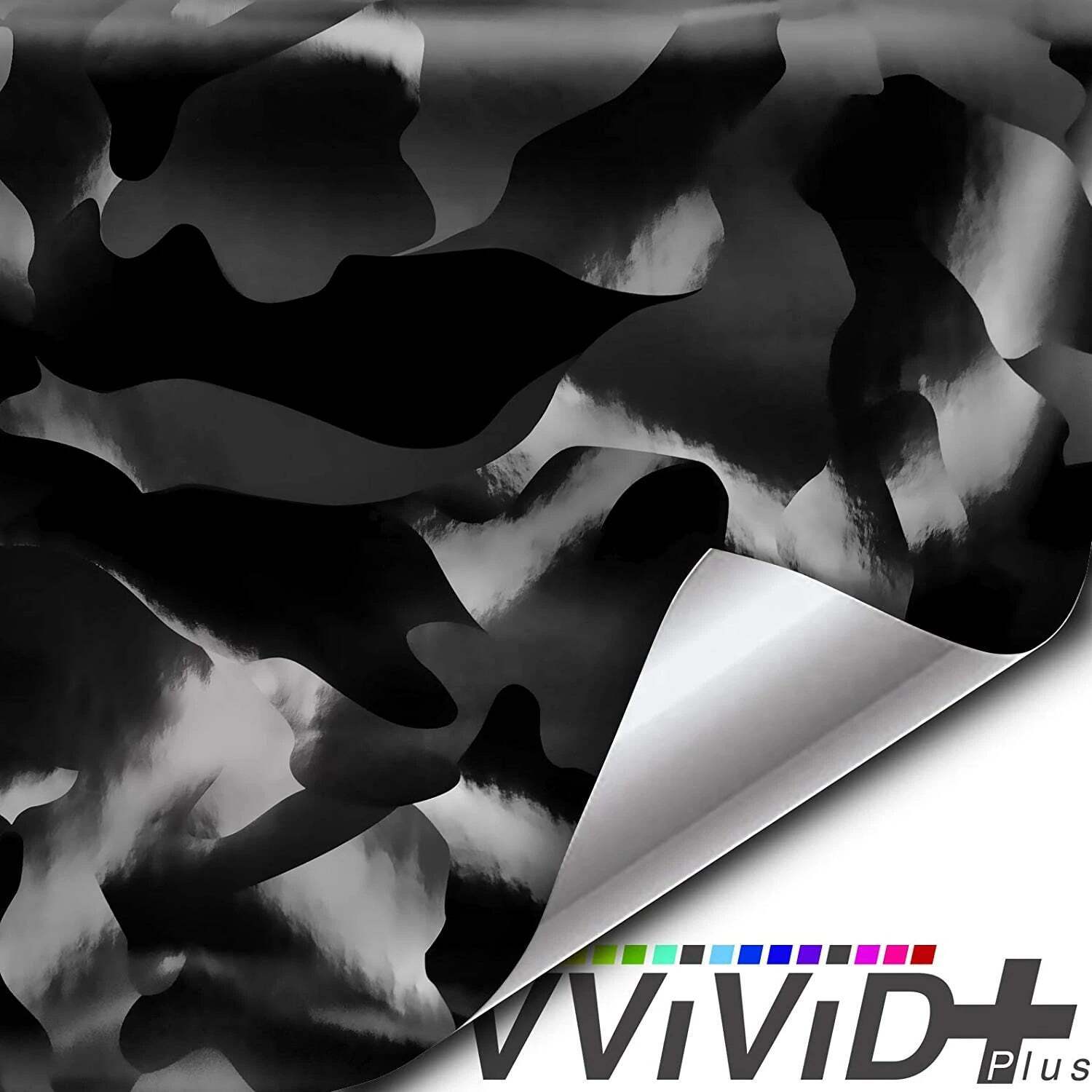 VVivid 2022 VVivid+ Black Stealth Large Camo Vinyl Car Wrap Film | V505