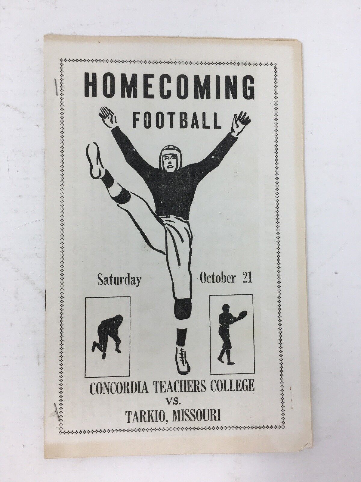 Vintage Concordia Teachers College Football Program Homecoming