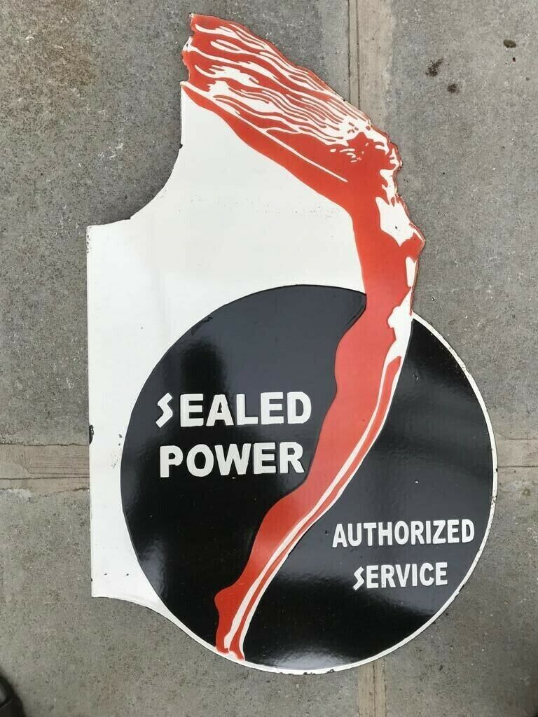 PORCELAIN SEALED POWER  ENAMEL SIGN 30X21  INCHES DOUBLE SIDED WITH FLANGE