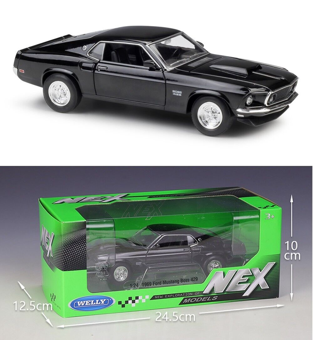 WELLY 1:24 1969Ford Mustang Boss 429 Alloy Diecast Vehicle Car MODEL TOY Gift