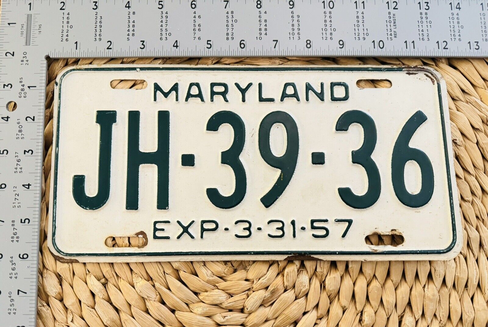 1956 1957 Maryland License Plate JH3936 ALPCA AACA Garage Decor Ford Dodge