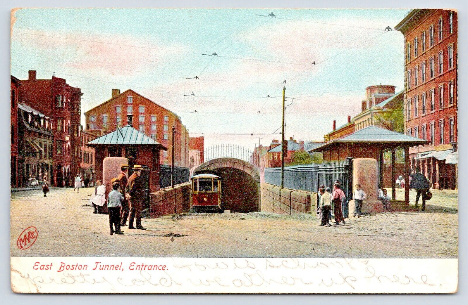 Postcard 1907 Boston Massachusetts East Tunnel Entrance Trolley Car A17