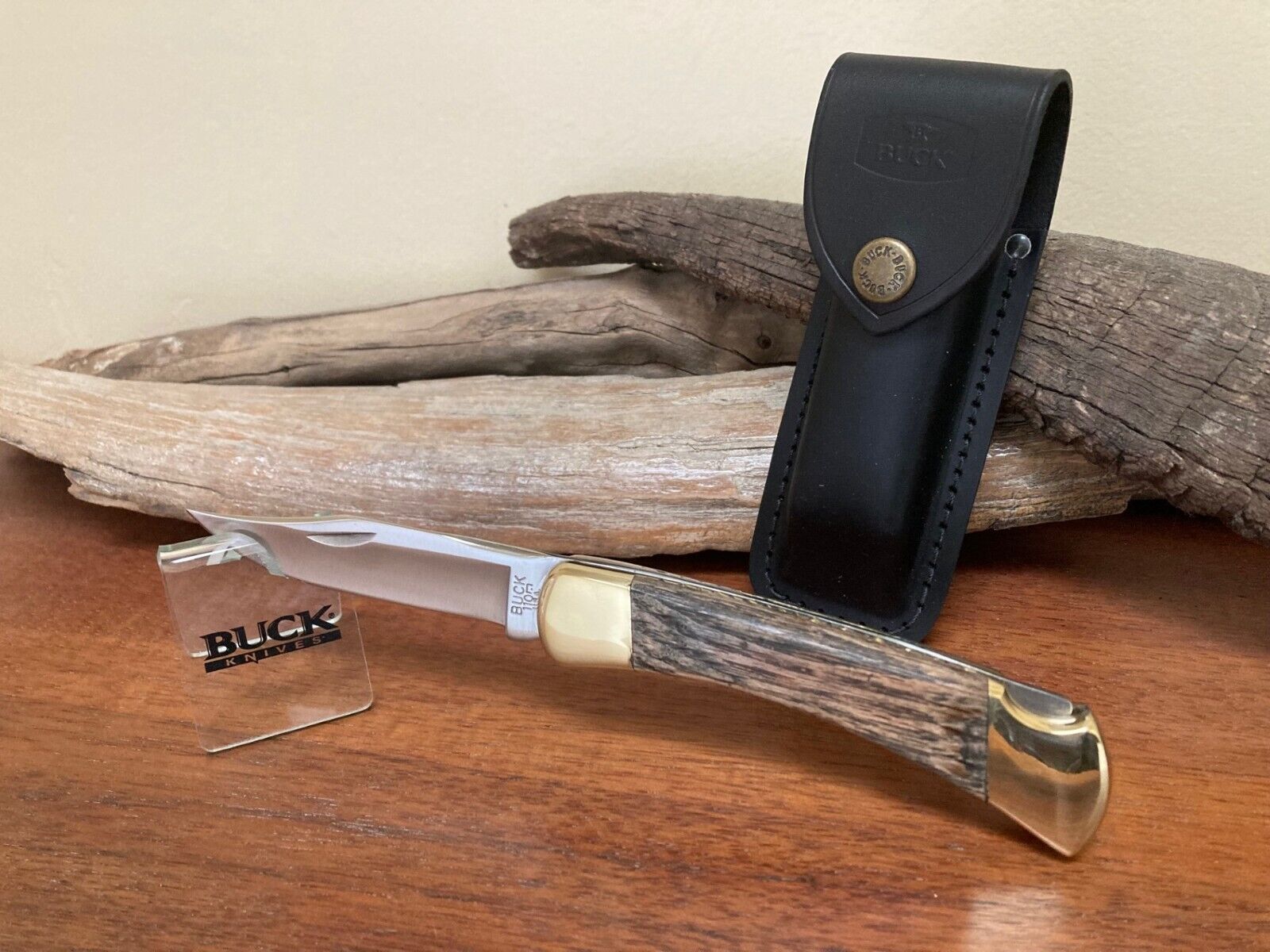 BUCK KNIFE 110 - (2017) Serpentine Filed, Red Oak. W/New OEM Sheath **Clean**