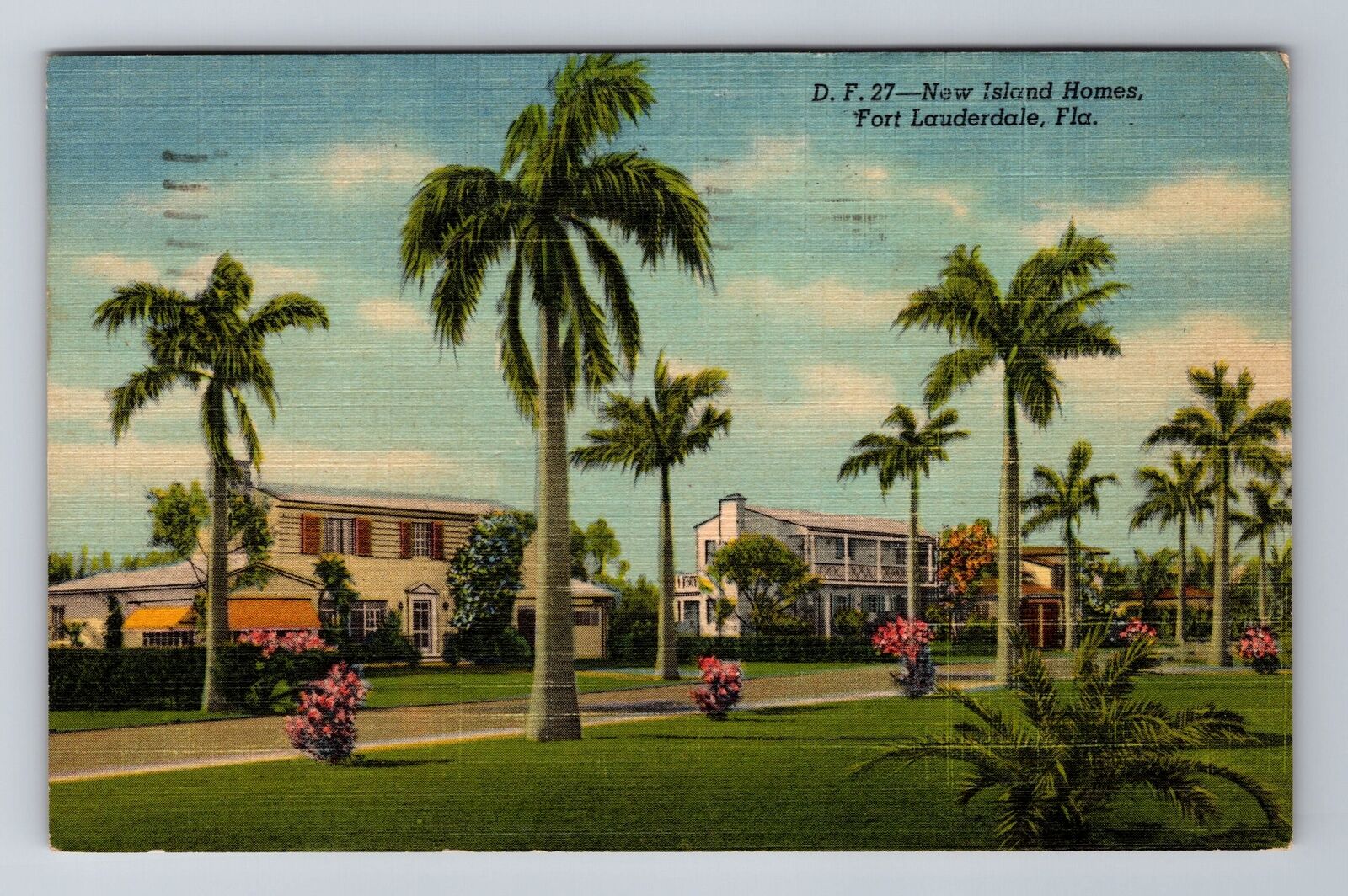 Fort Lauderdale FL-Florida, New Island Homes, Antique, Vintage c1952 Postcard