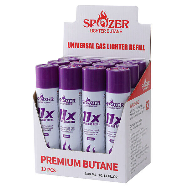 11X Refined Butane Lighter Gas Fuel Refill 24 12 Spozer 300ML 10.14 oZ Cartridge
