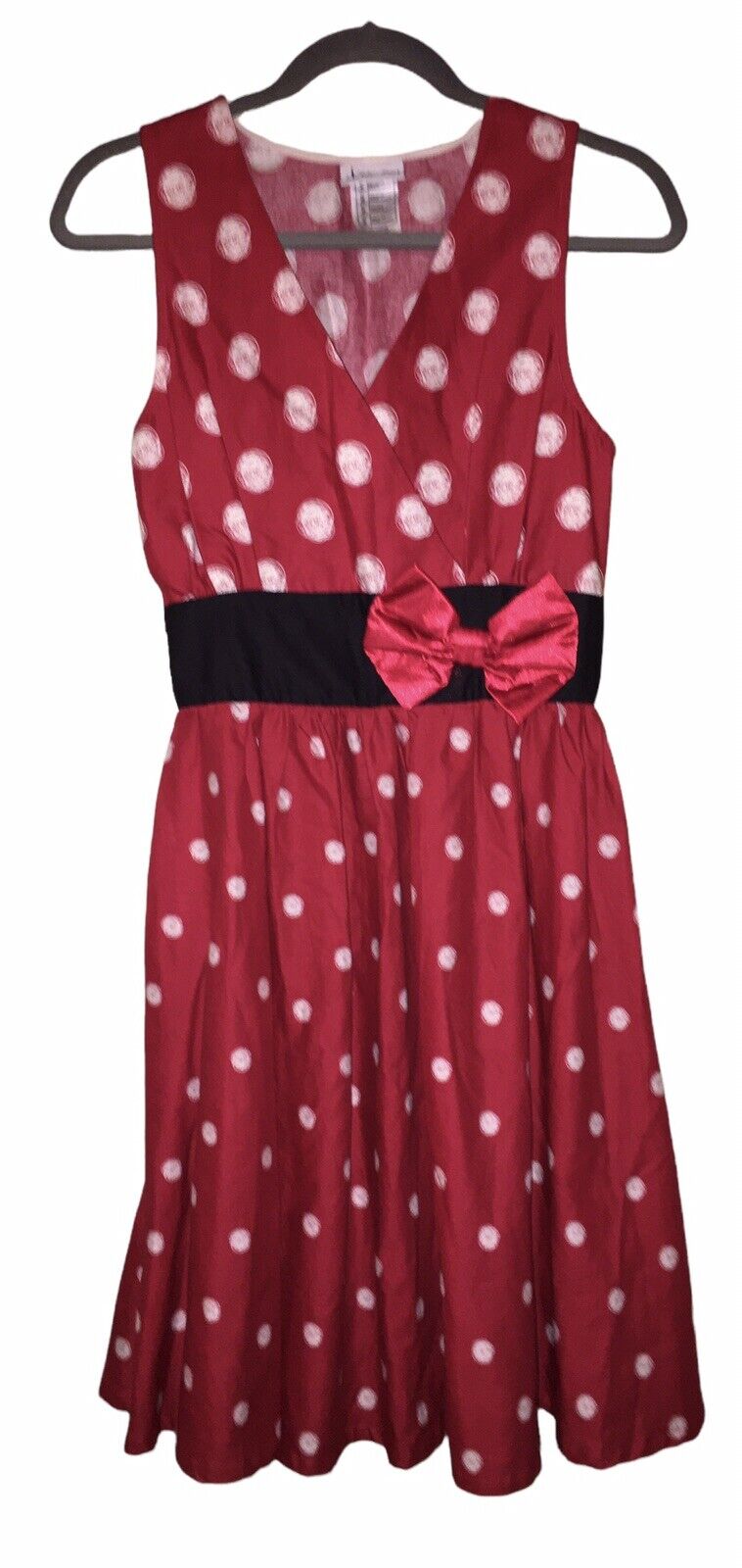 DISNEY Parks Sz Small Minnie Mouse Polka Dot Red White Shift Sleeveless Dress
