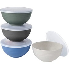 Shopwithgreen Wheat Straw Cereal Bowls Dust-Proof Lid Reusable Bowls For picture