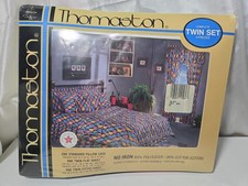 Vintage Thomaston Geometric Mosic 80s/90s Twin Sheet Set picture