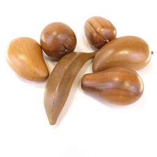 6 Piece Mid Century Modern Hand Carved Wood Fruit and Vegetables picture