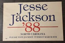 Original Jesse Jackson For President Sign 1988, Retro Political Poster picture