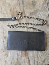 RARE INDIAN Motorcycle Real Leather Black Wallet And Chain Biker Trucker Style picture