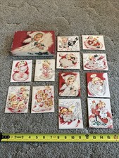 Vintage Christmas Angel Greeting Cards NIB Mint Santa Snowman Flocked picture