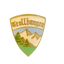 Trollhaugen Ski Resort Pin Vintage Souvenir Enamel Shield Mountain Forest Lodge picture