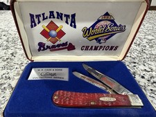 Case XX 1995 Atlanta Braves WS Champions Pocketknife Red Bone Handle 2 Blade picture