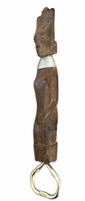 Vtg Mid century TIKI Modern hand Carved Wood Figural BOTTLE OPENER Hawaiian Hula picture