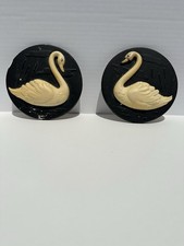 Vintage Chalkware Swan Plaques Wall Hangers Retro Miller Studio picture