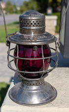 CHICAGO & ALTON HANDLAN BUCK BB RAILROAD LANTERN RED CAST SQUARE END PANEL GLOBE picture