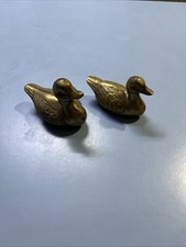 Vintage Brass Ducks MCM Set of 2 picture