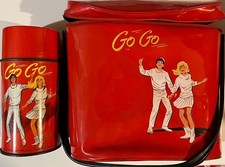 Original Vintage Go Go Vinyl Lunch Box w/Metal Thermos 1966 Aladdin picture